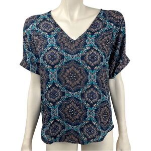 Lush Double V-Neck Boho Floral Print Blouse‎